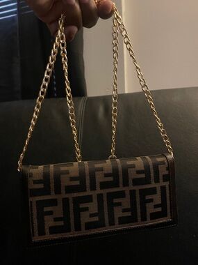 Vintage Fendi Brown Zucca Continental Canvas Long Bifold Wallet W/Entrupy COA